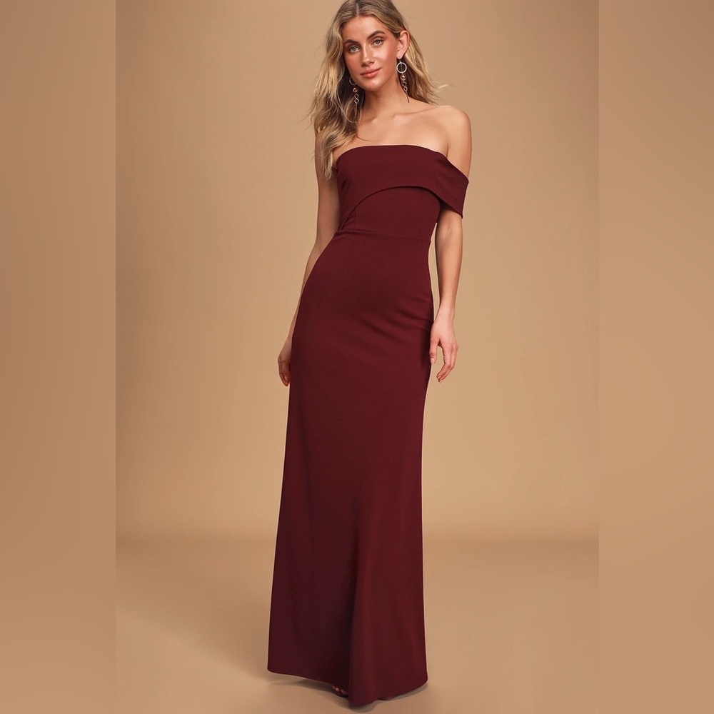 Lulus off the shoulder burgundy maxi dress